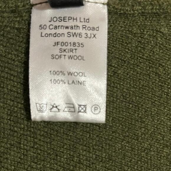 Joseph 100% Soft Wool Skirt Midi Fit N Flare Green Dark Minimal Designer Size M - Picture 5 of 7